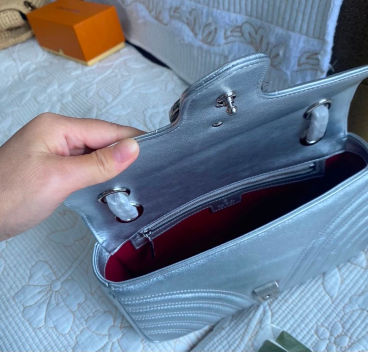 Metallic Silver Marmont Shoulder Bag
