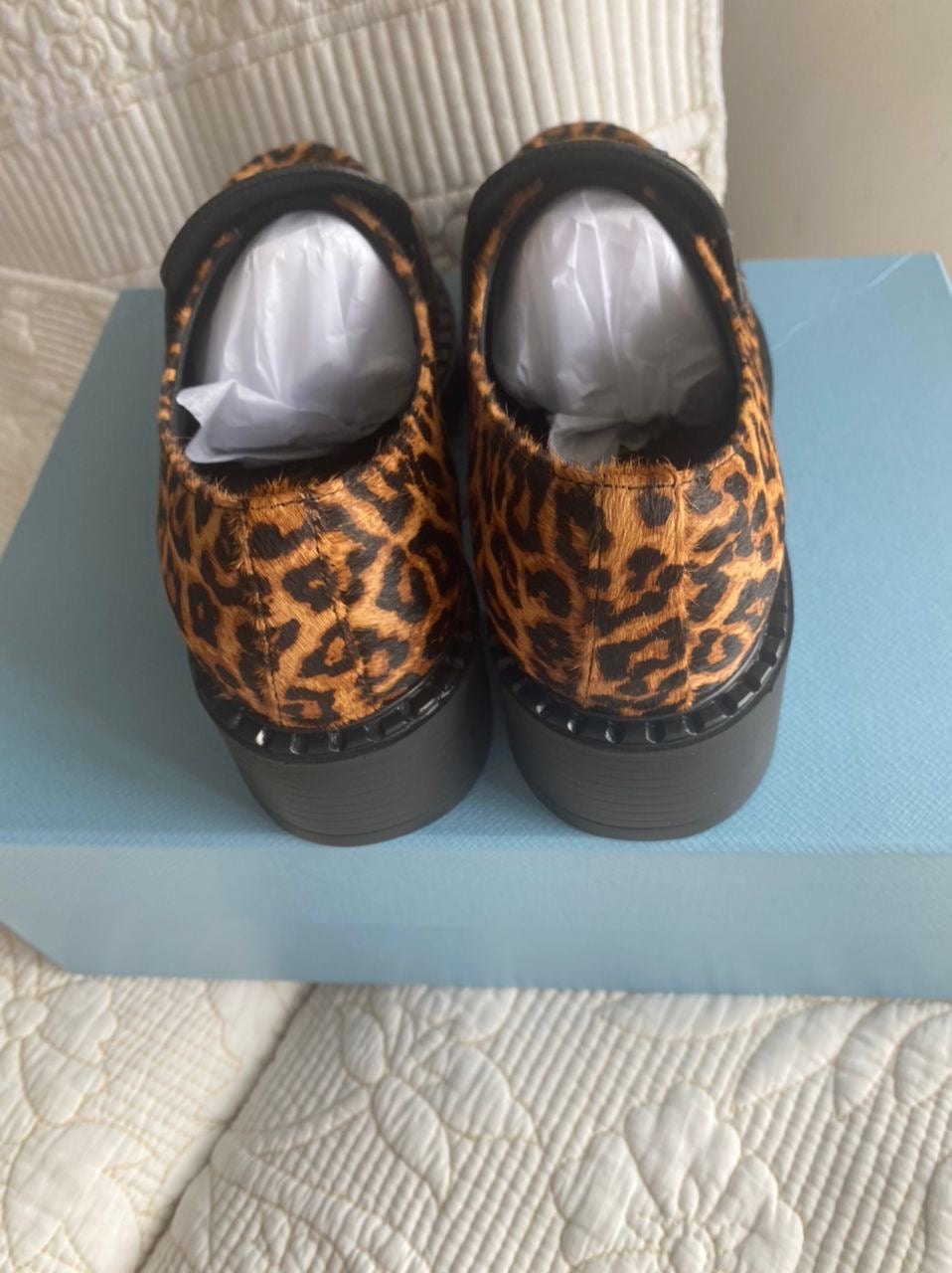 Leopard Calf Hair Triangle Loafers