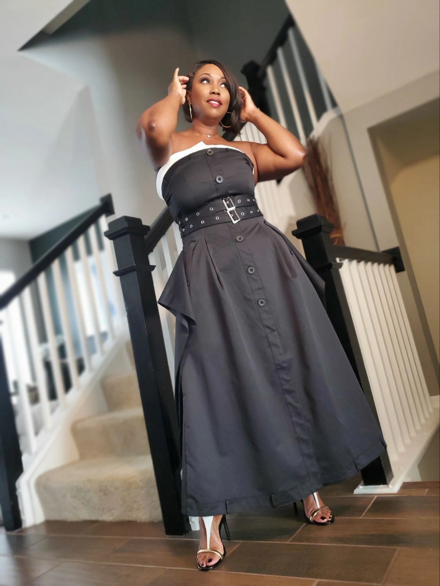 Black Chic Reinvented Trench Maxi Dress |SMALL MED LARGE