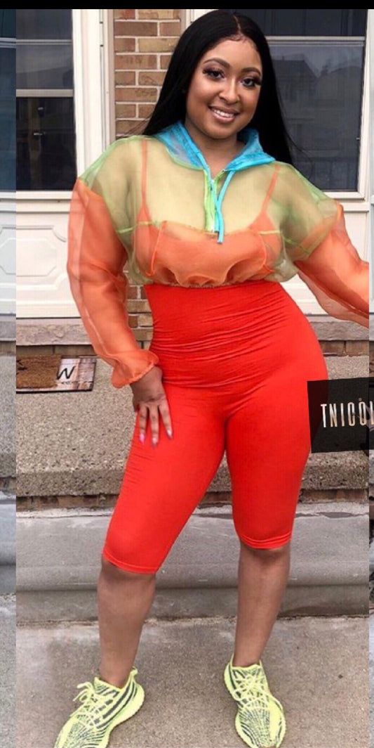 Orange Bodied Knee $10 Jumpsuit SMALL ONLY