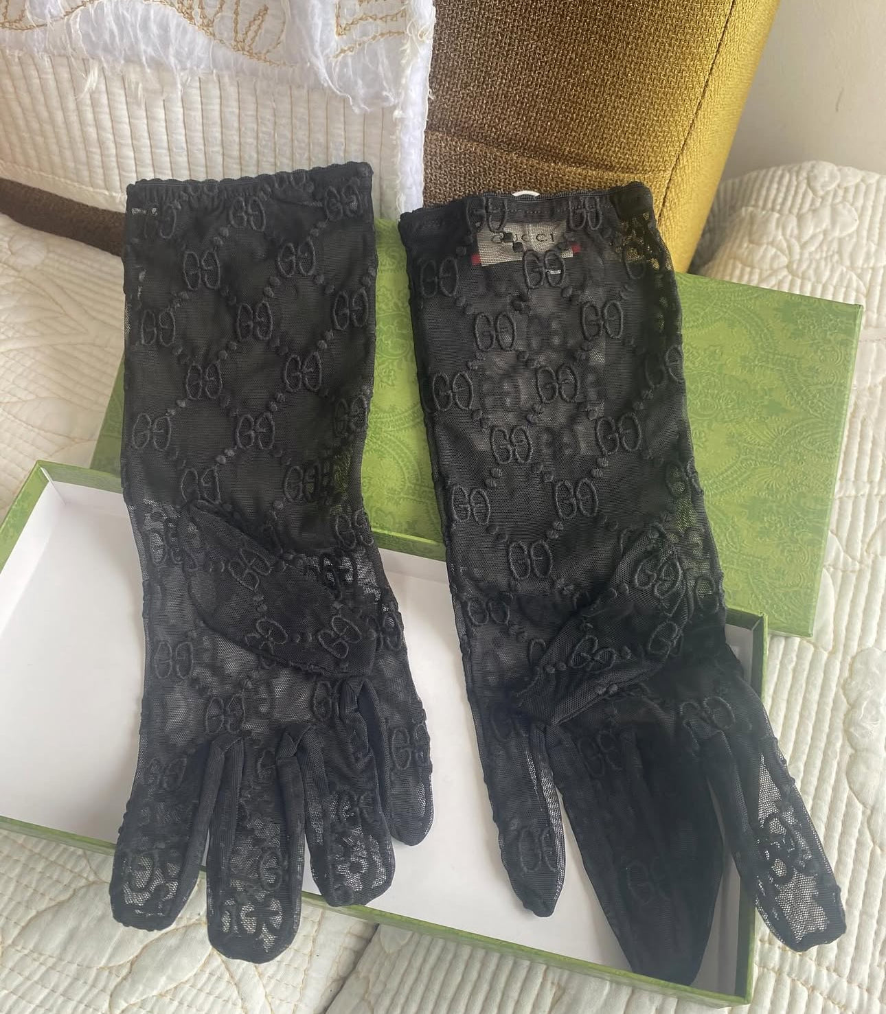 Guantes de tul con motivo GG