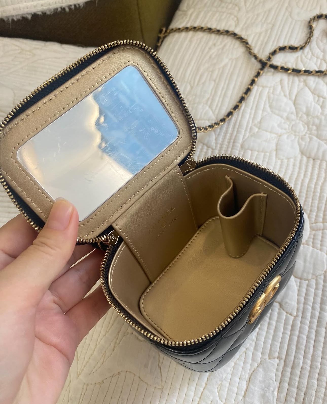 Black Lambskin Coco Mini Vanity Crossbody Bag | Gold Hardware