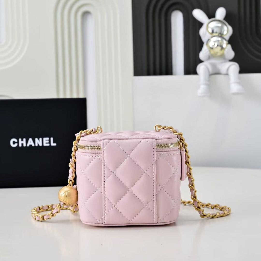 Pink Lambskin Coco Mini Vanity Crossbody Bag | Gold Hardware