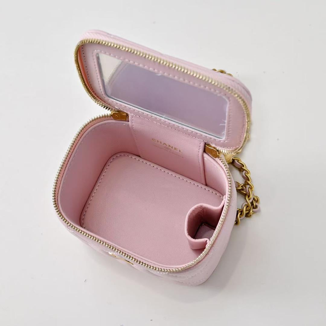 Pink Lambskin Coco Mini Vanity Crossbody Bag | Gold Hardware