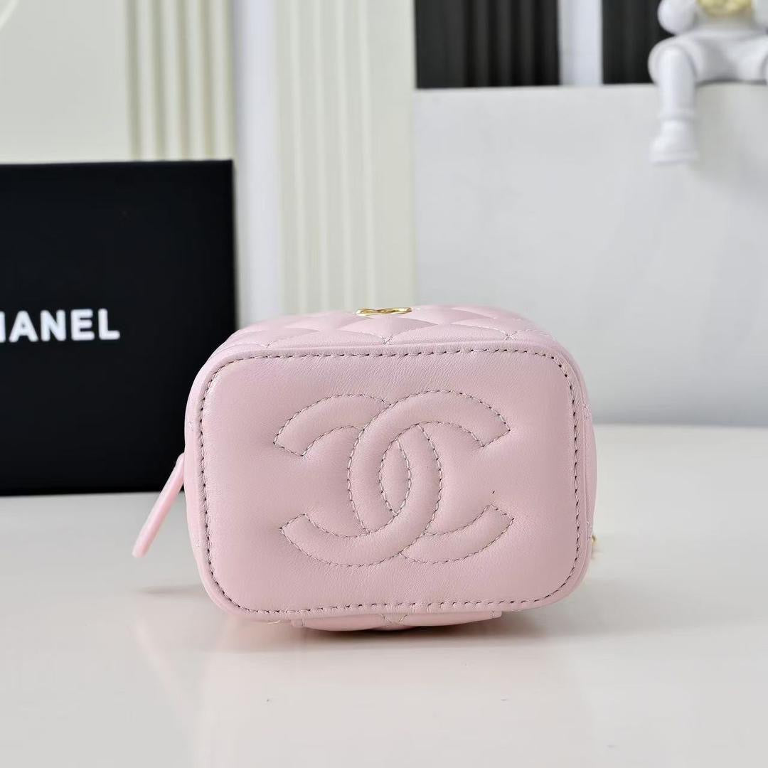 Pink Lambskin Coco Mini Vanity Crossbody Bag | Gold Hardware