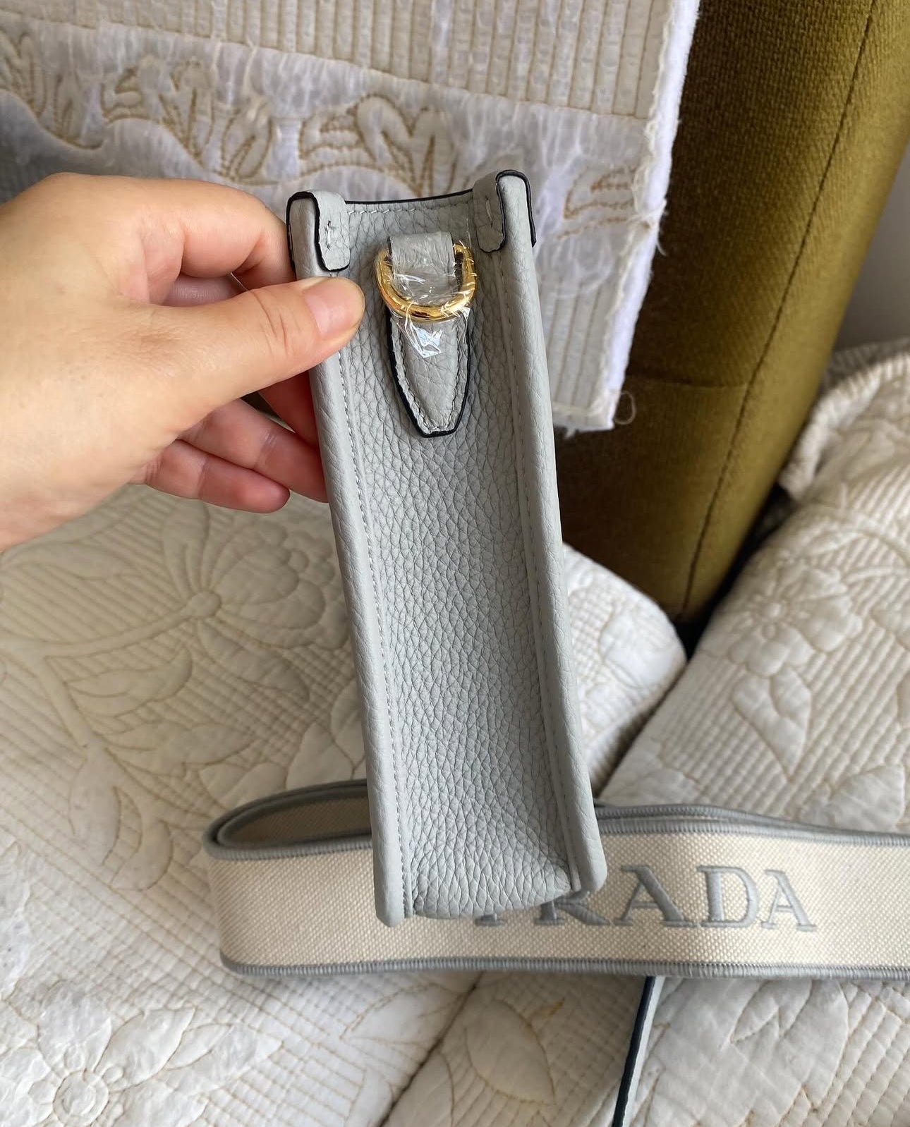 Granite Gray Leather Mini Shoulder Bag