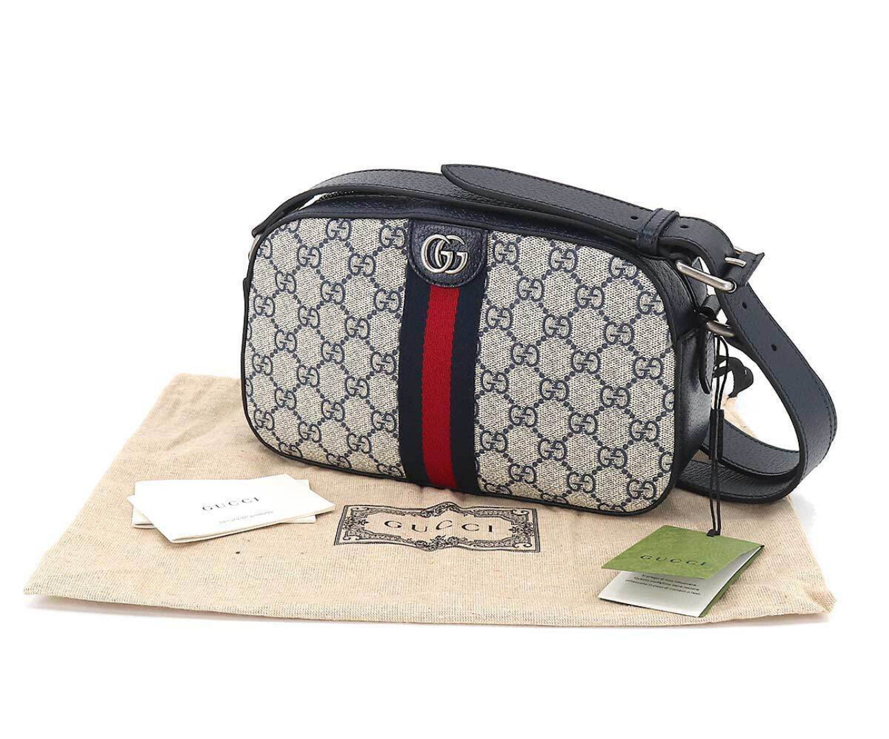 Sac porté épaule Ophidia, toile GG bleue