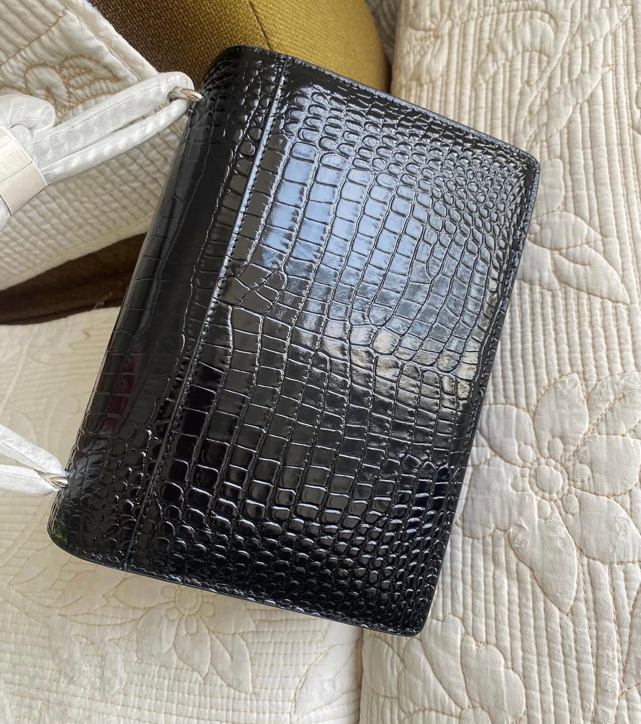 BLACK SUNSET CHAIN BAG | CROCODILE