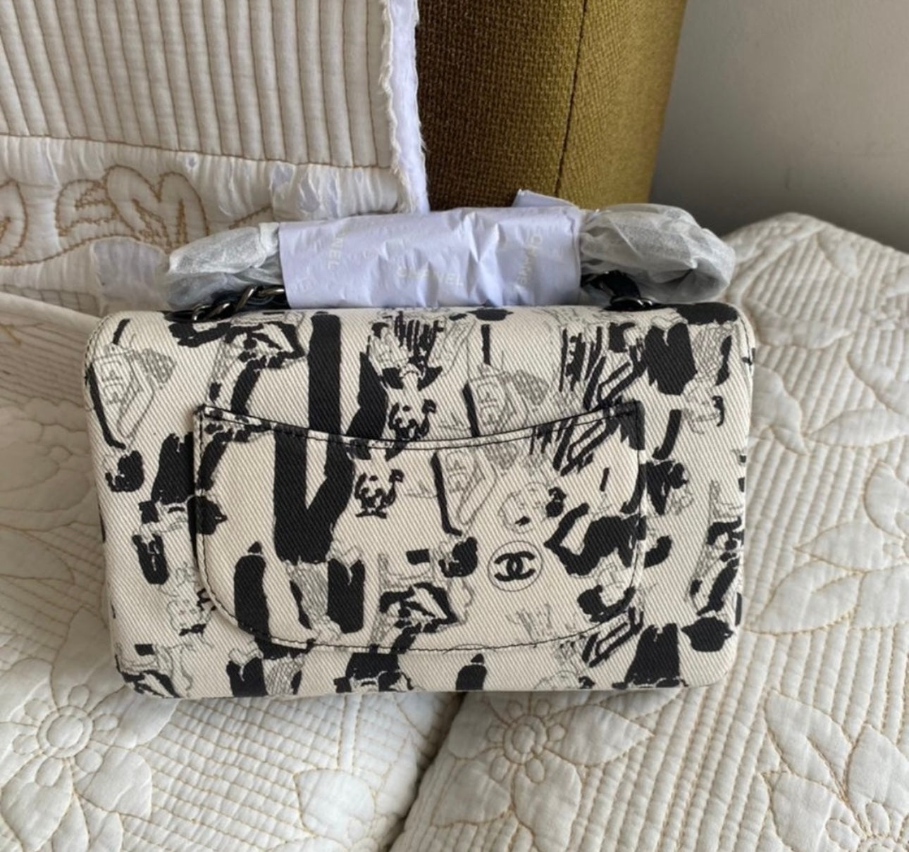 Coco Canvas Printed Medium Double Flap Bag