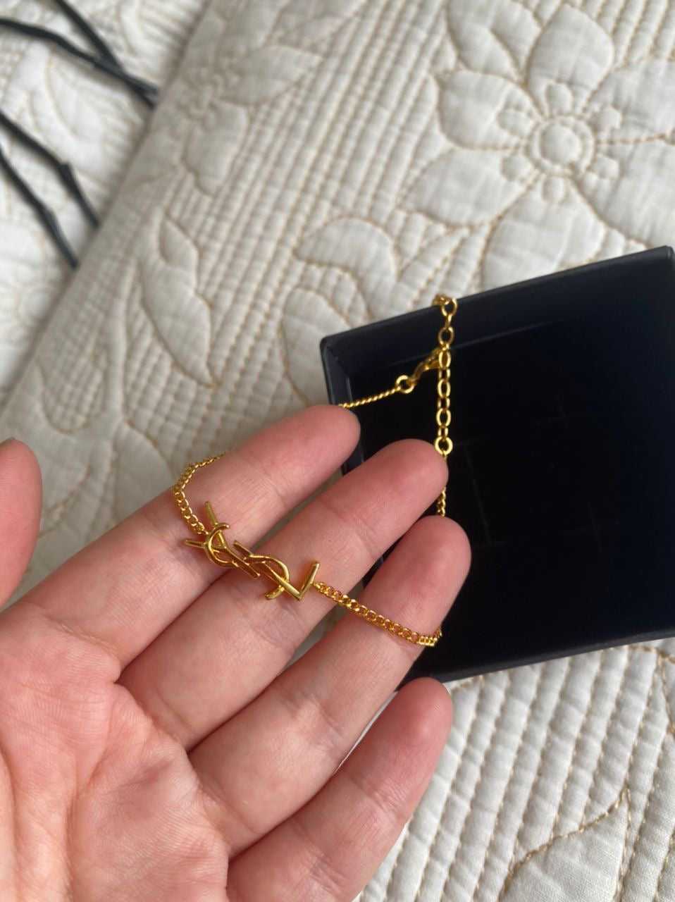 YSL LOGO Necklace & Bracelet Set