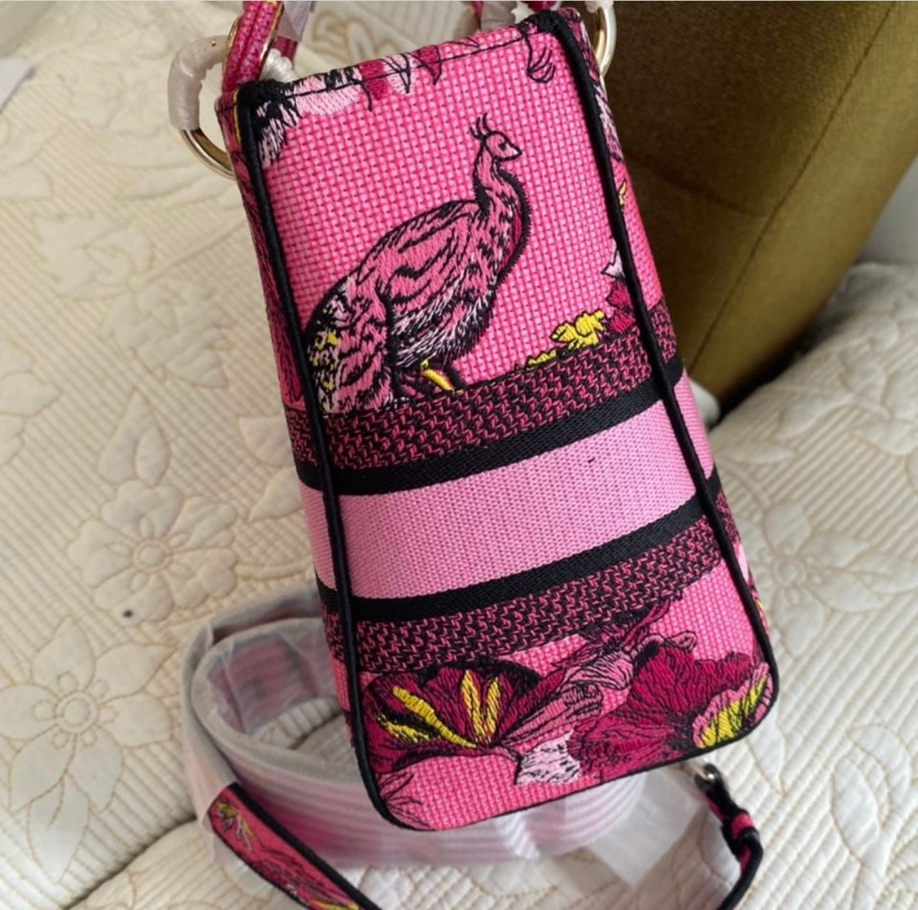 Lady Delight Medium Shoulder Tote Bag Canvas Pink Fuchsia