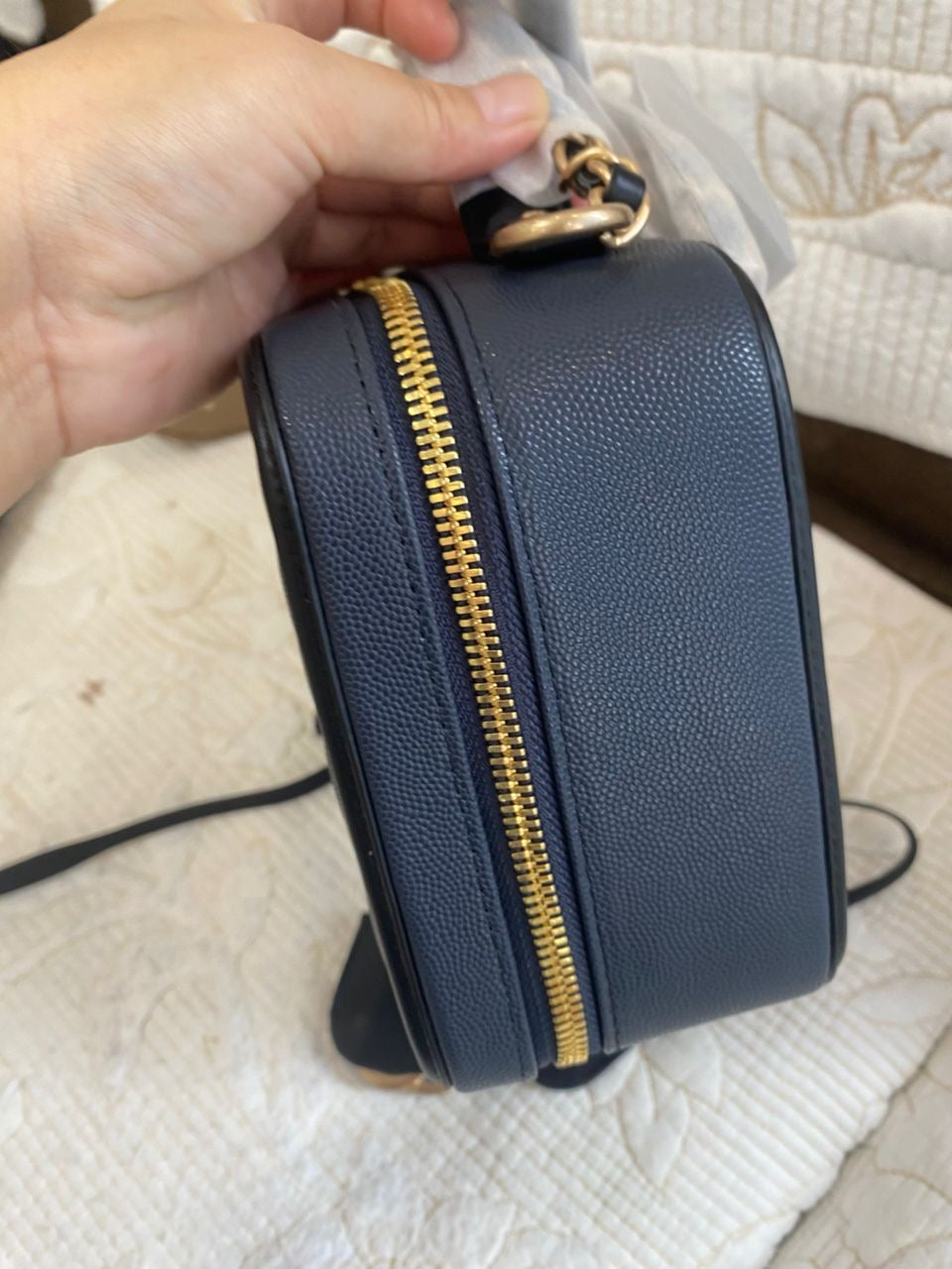 Caviar Vanity Filigree Blue and Black Case Bag