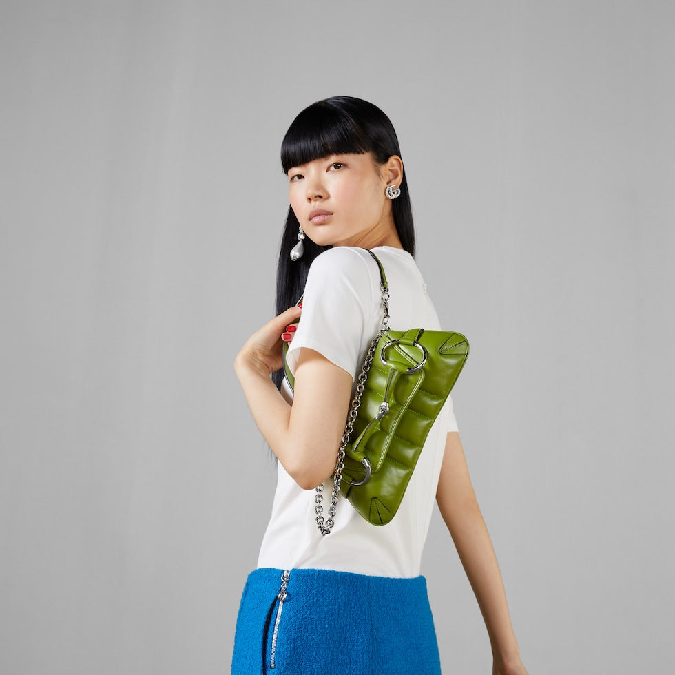 GREEN GG HORSEBIT CHAIN SHOULDER BAG