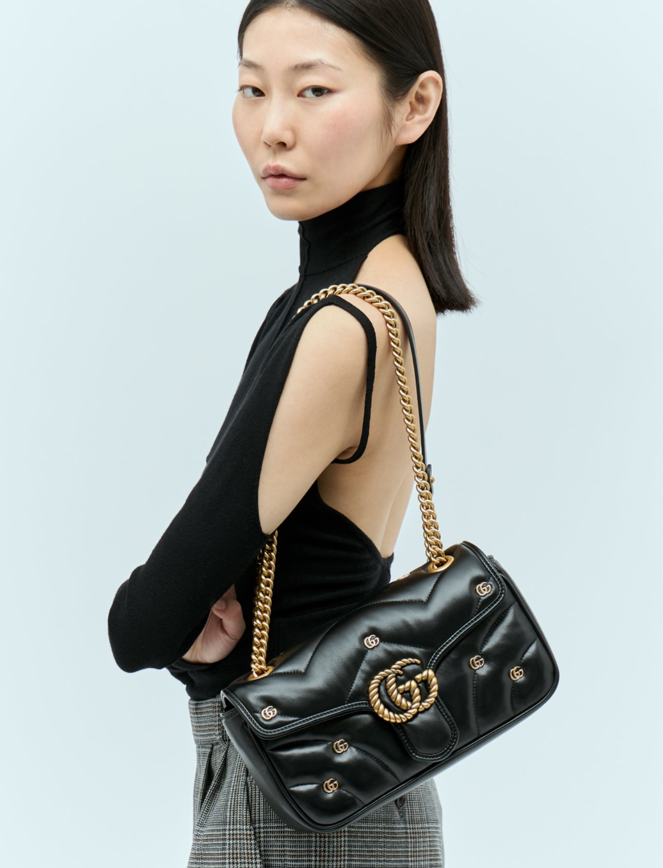 Black Studded Marmont Shoulder Bag