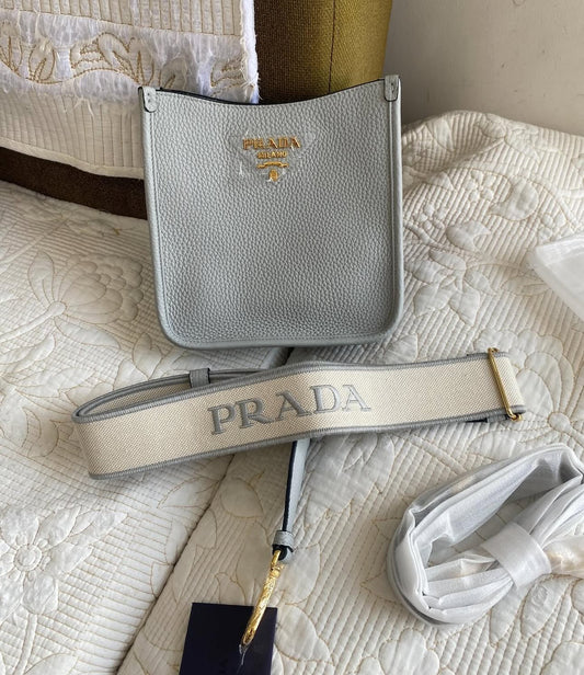 Granite Gray Leather Mini Shoulder Bag