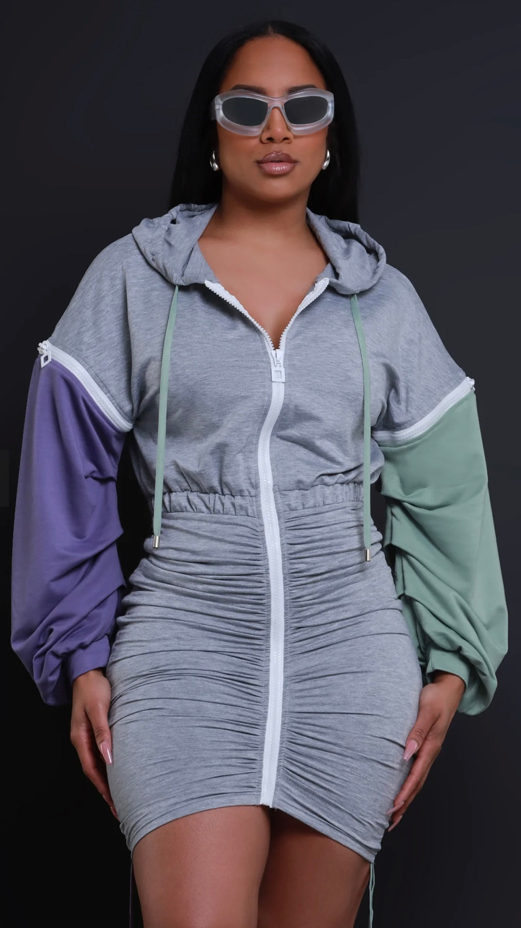 Detachable Sleeve Zipper Dress (2 COLORS)