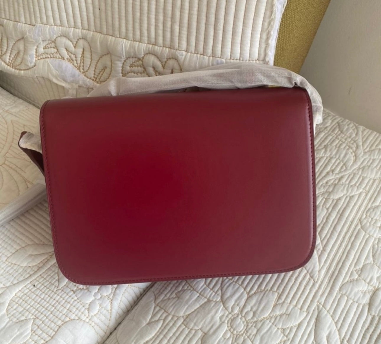 TRIOMPHE BAG IN SHINY CALFSKIN | LIGHT BURGUNDY