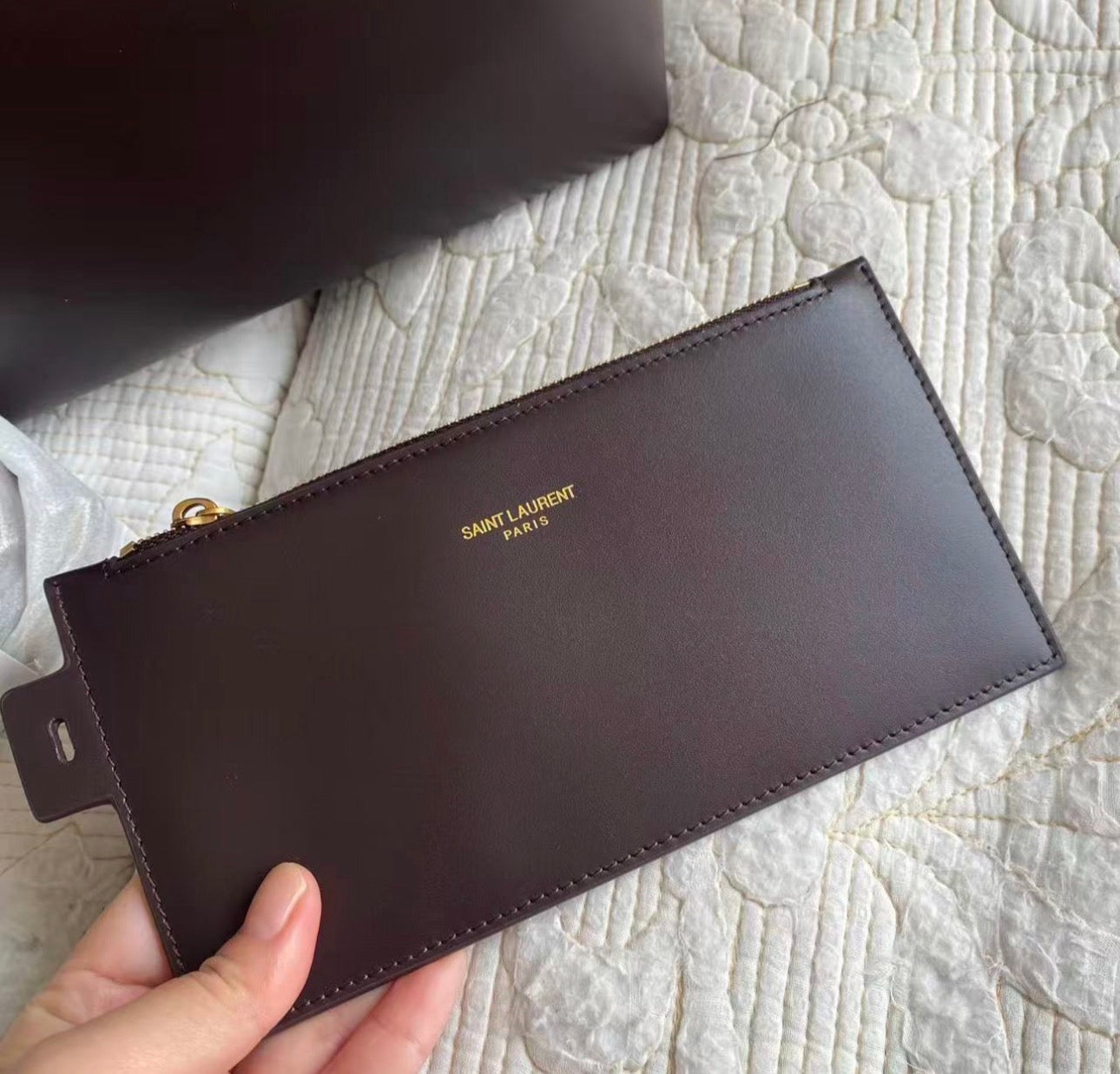 YSL | Le 37 Small Bag in Shiny Leather in Brown