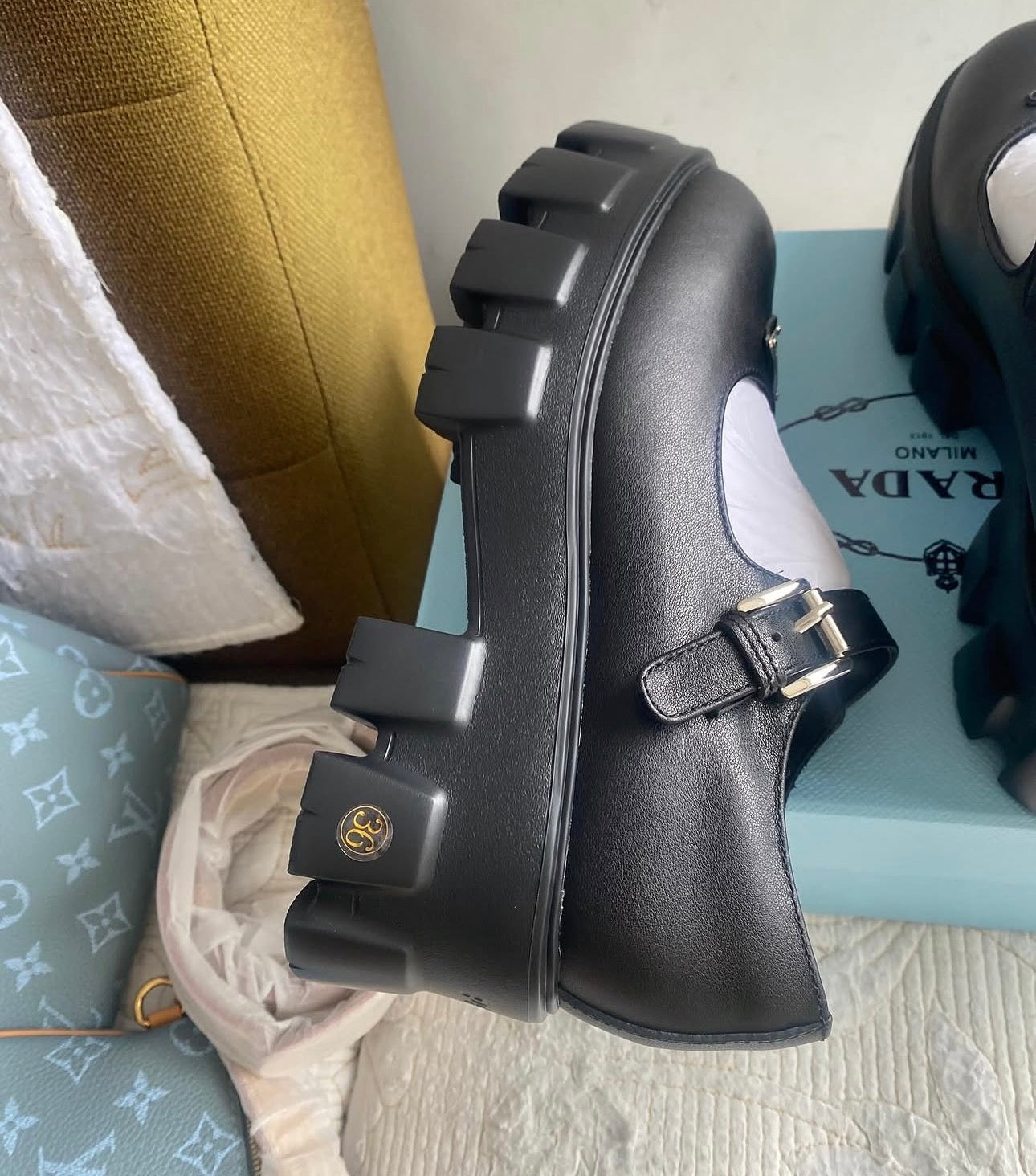 Brushed leather Monolith Mary Janes