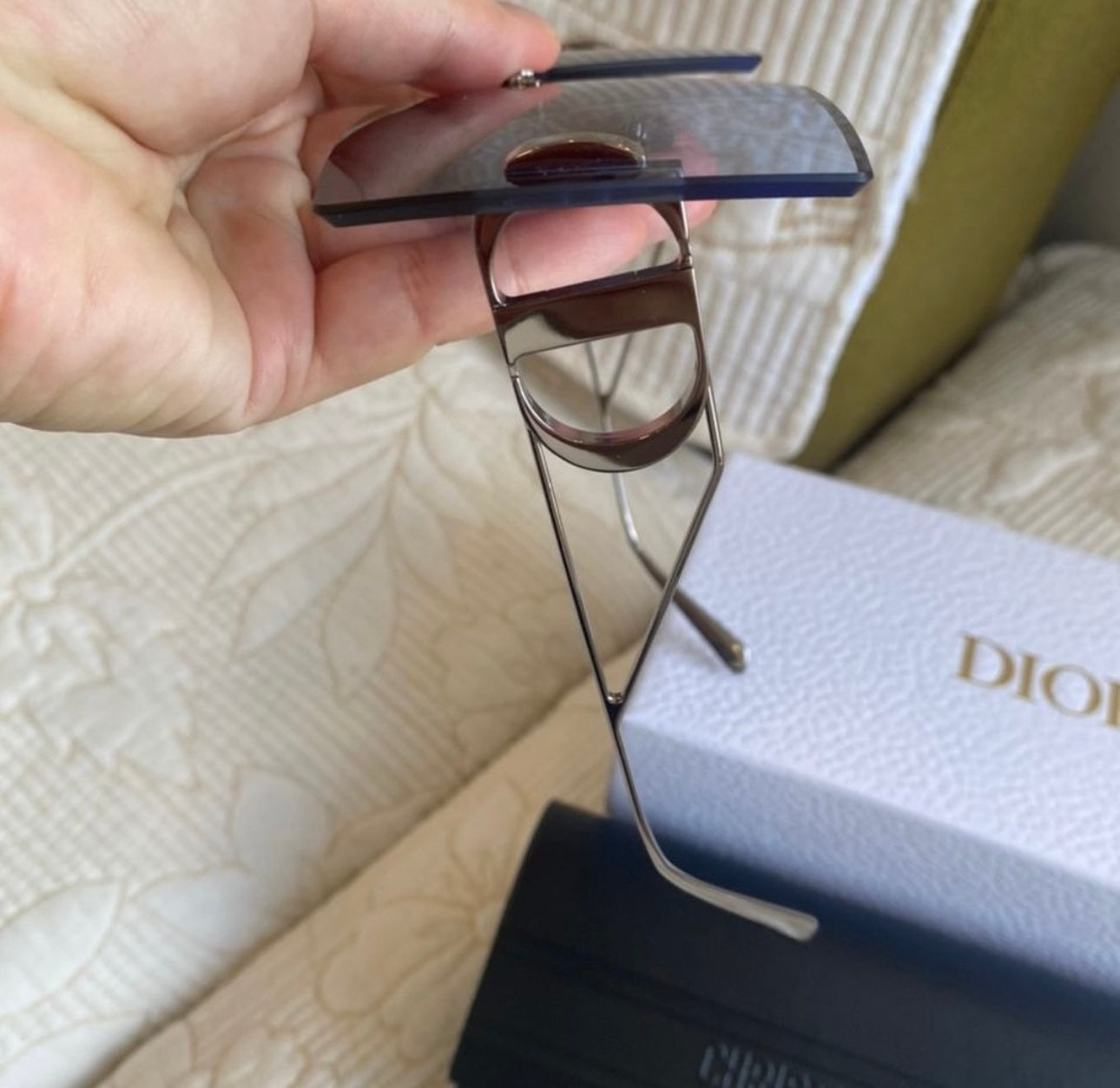 BLUE SILVER FRAME DIOR MONTAIGNE SUNGLASSES