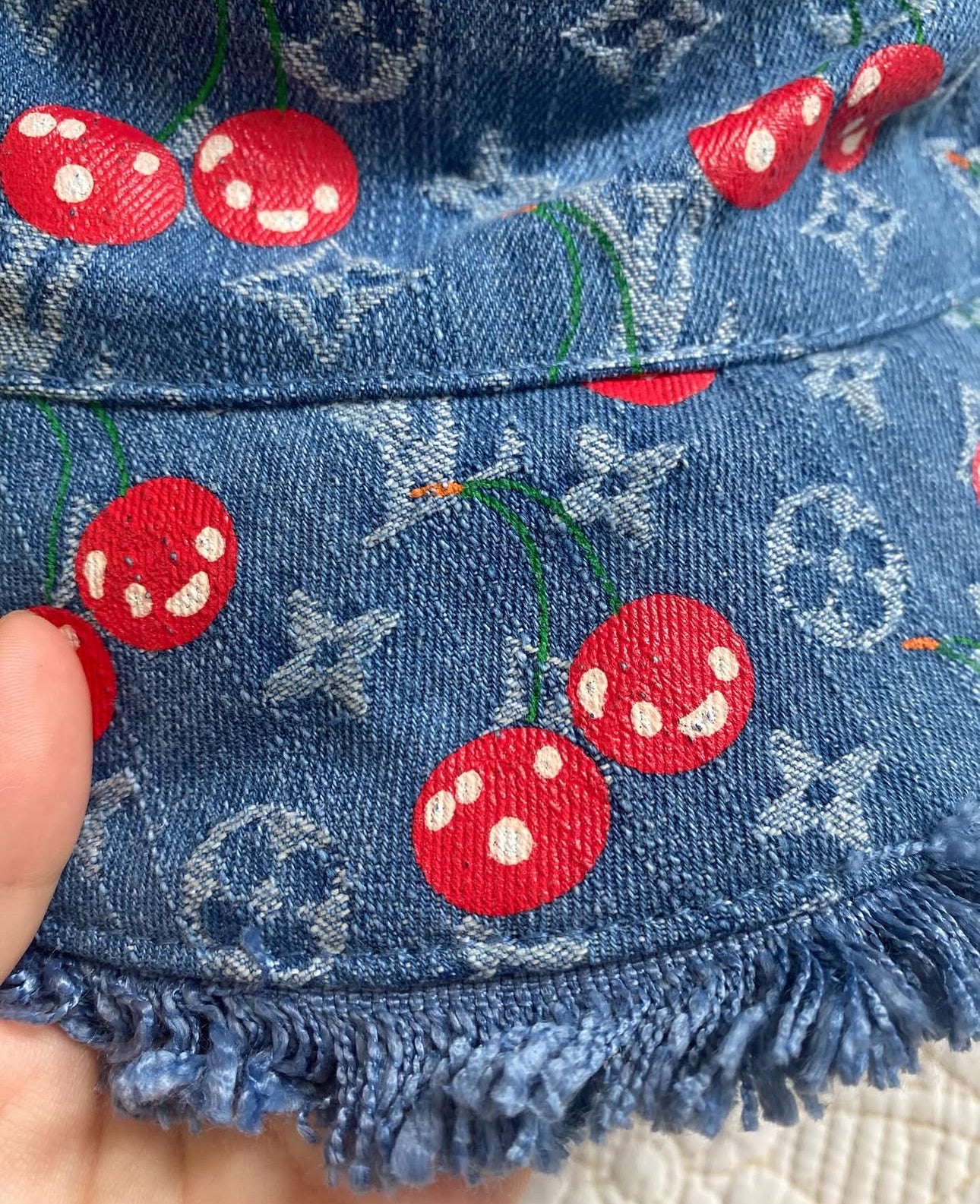 LV x TM Denim Cherry Cerise Bucket Hat