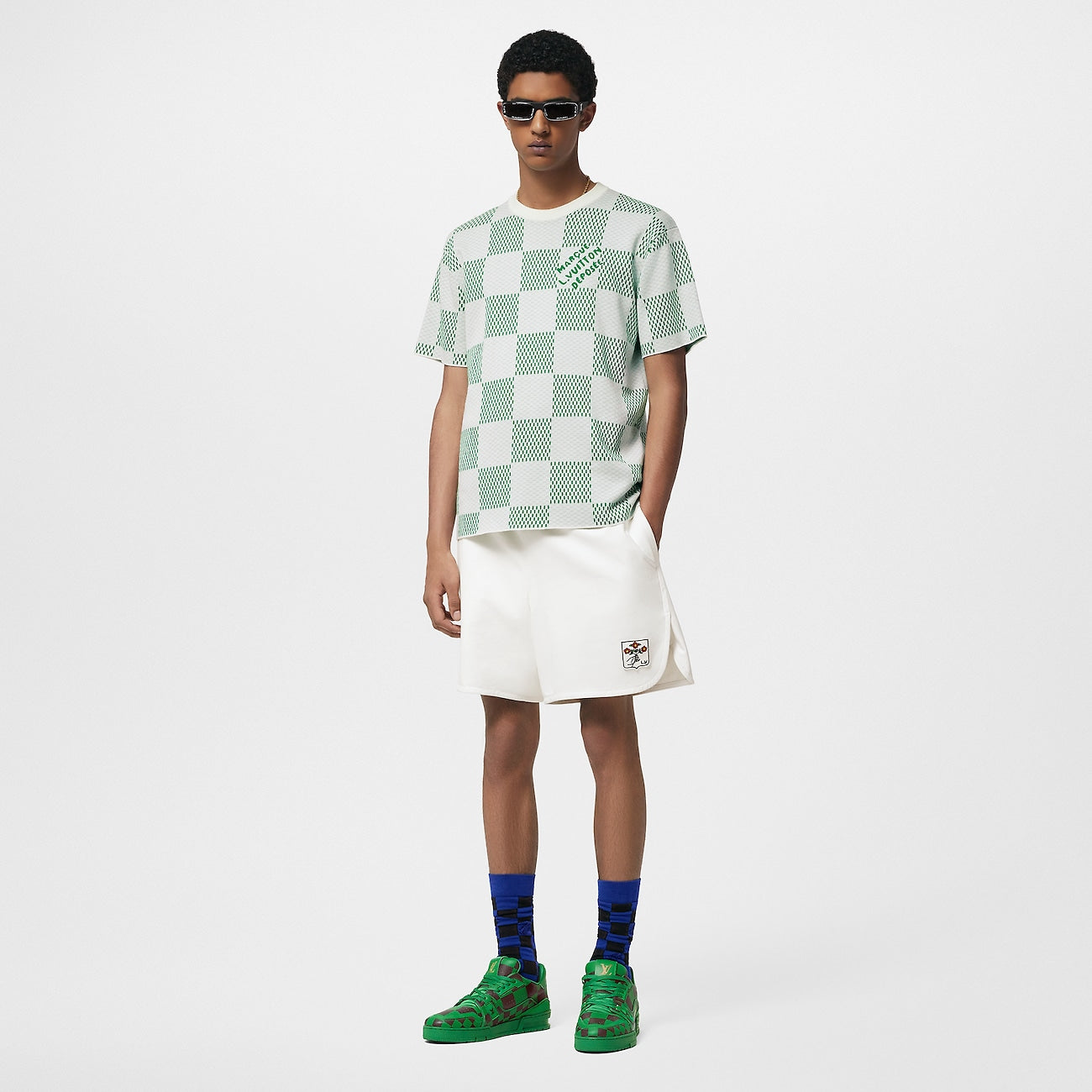 Damier Knitted Short-Sleeved Crewneck | LV