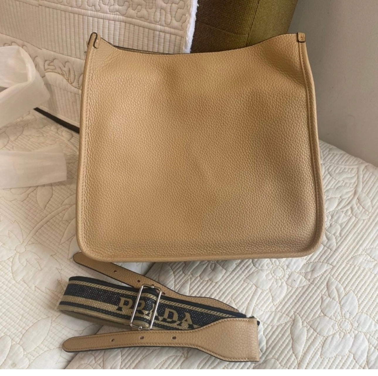 Beige Leather Mini Shoulder Bag