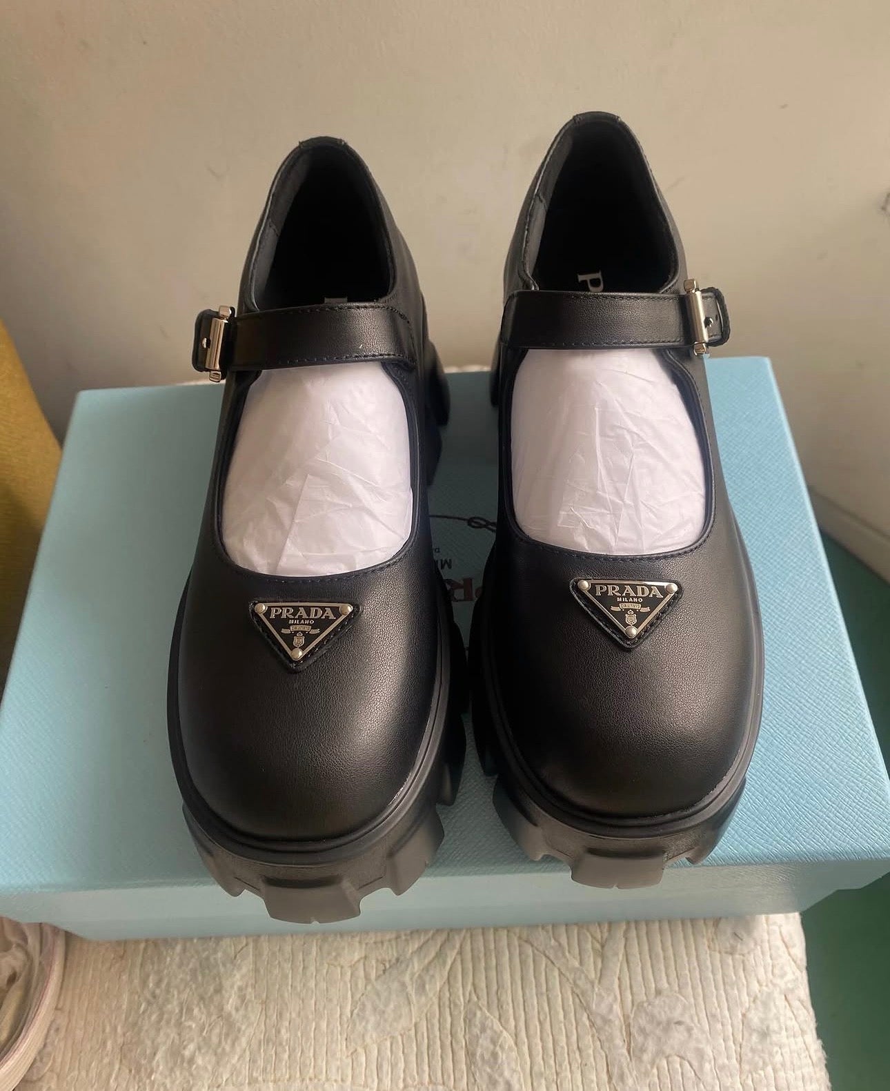 Brushed leather Monolith Mary Janes