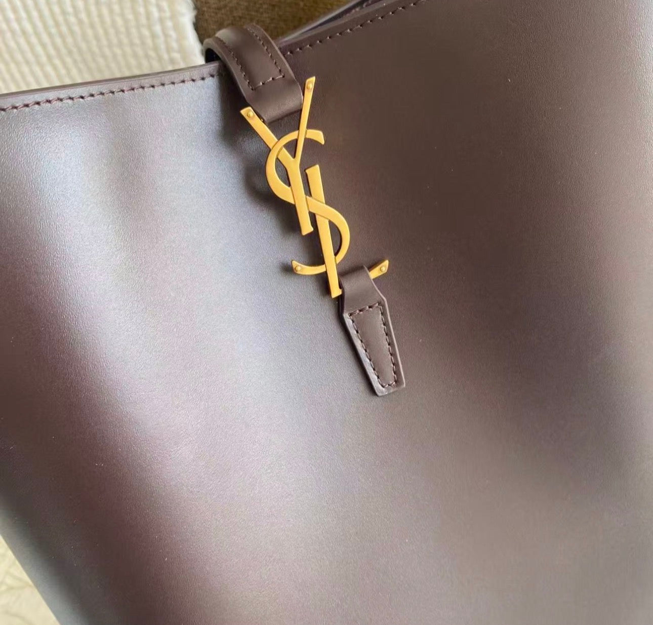 YSL | Le 37 Small Bag in Shiny Leather in Brown