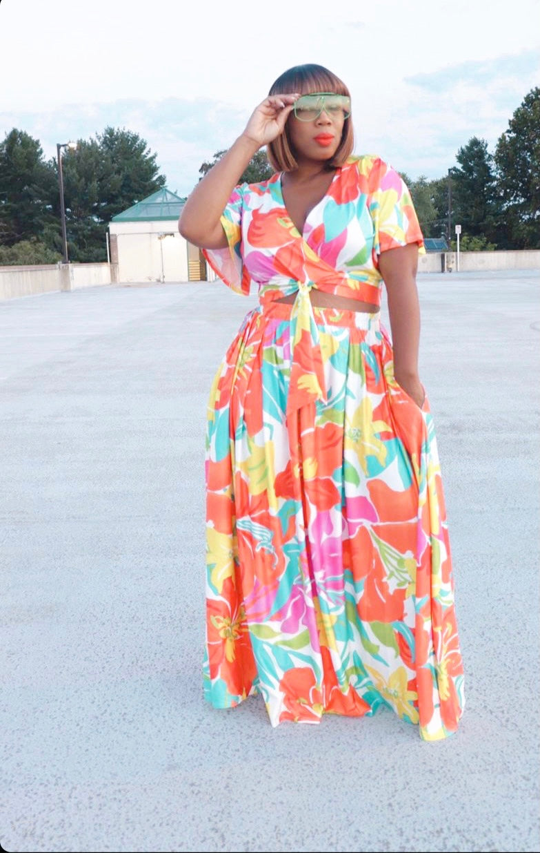 Blooming Maxi Skirt Set 1X ONLY
