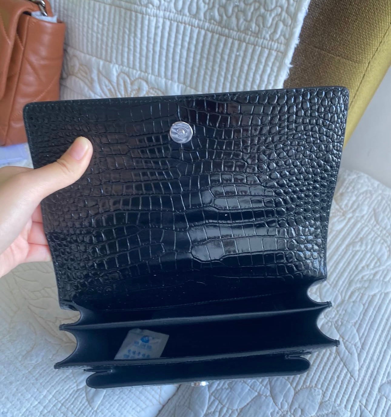 BLACK SUNSET CHAIN BAG | CROCODILE