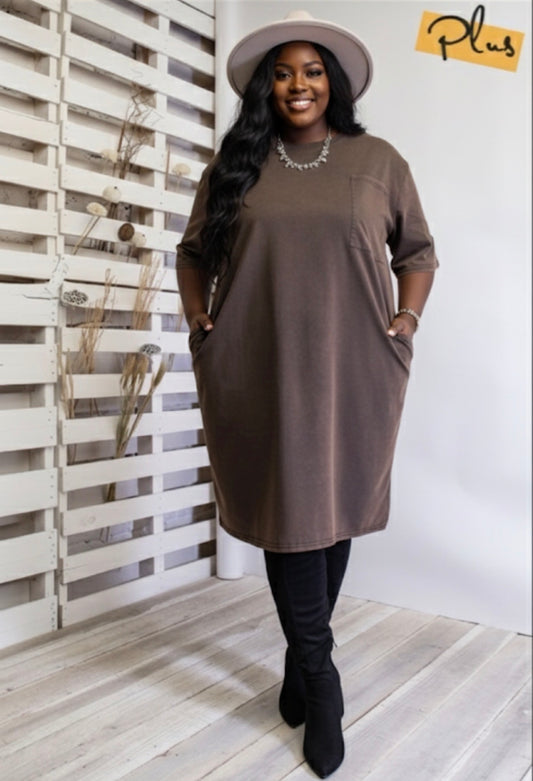 Plus Size Mineral Wash Pocket Dress
2 Colors | 2X & 3X ONLY