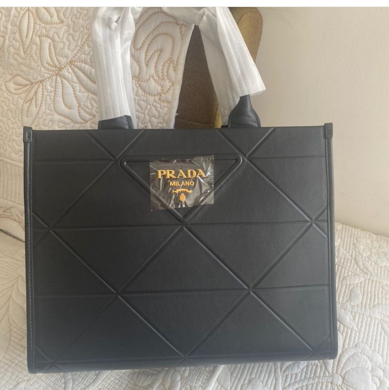 Sac Symbole moyen en cuir avec surpiqûres