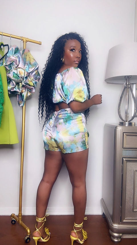 “Unforgettable” Off-Shoulder Crop Top & Shorts Set