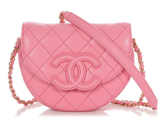 Coco Pink Quilted Cavier Mini Messenger Bag