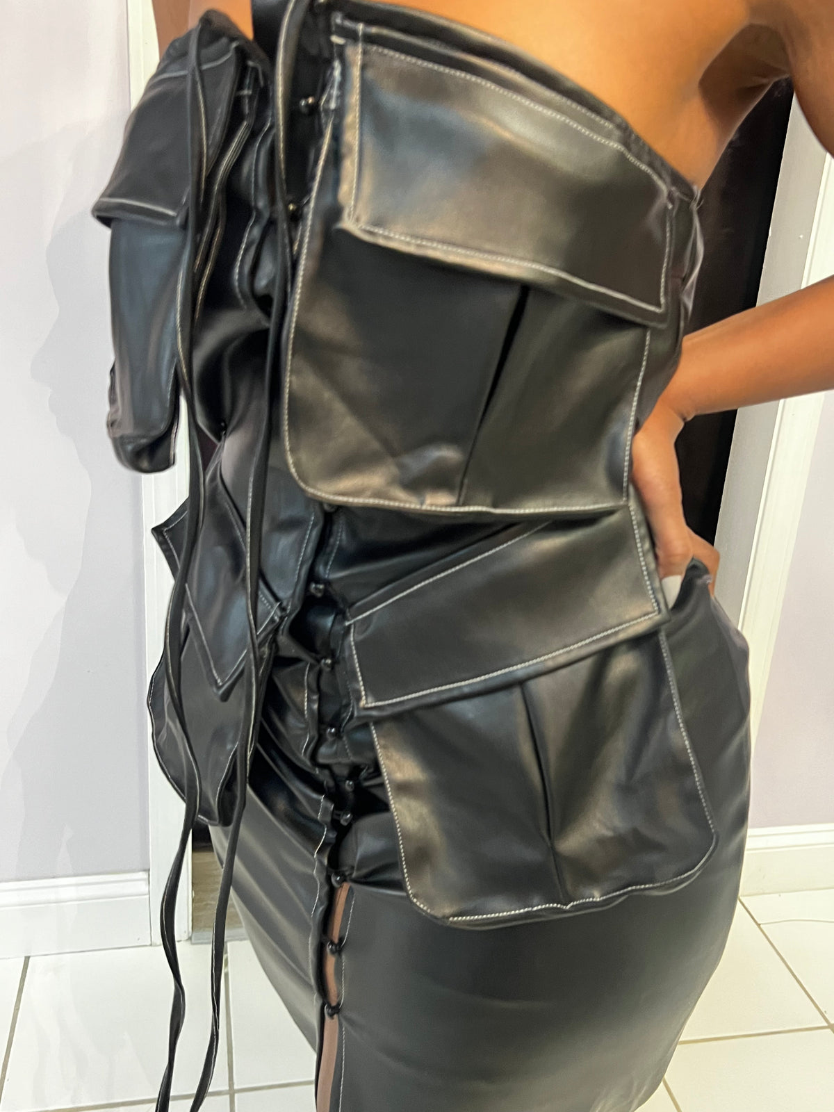 Leather Cargo Dress