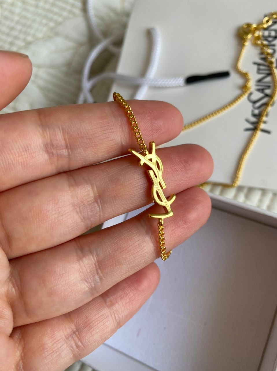 YSL LOGO Necklace & Bracelet Set