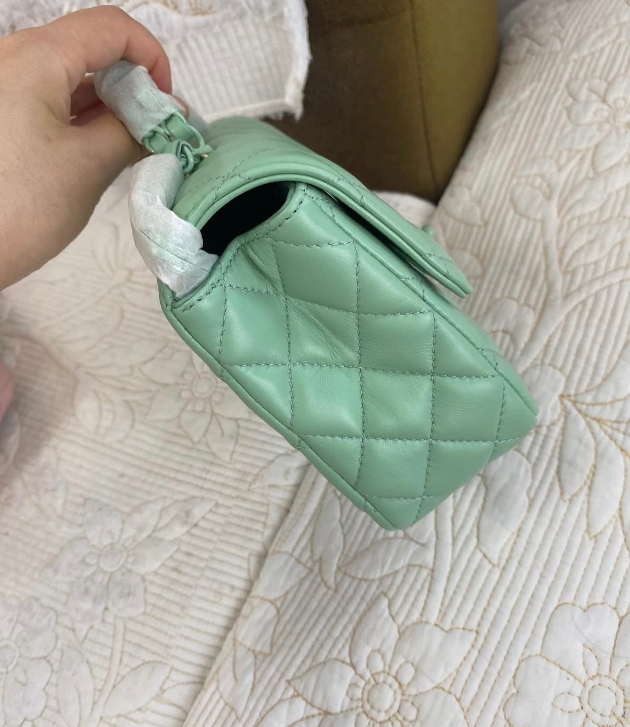 Coco MINI FLAP BAG WITH TOP HANDLE   Lambskin & Lacquered Metal