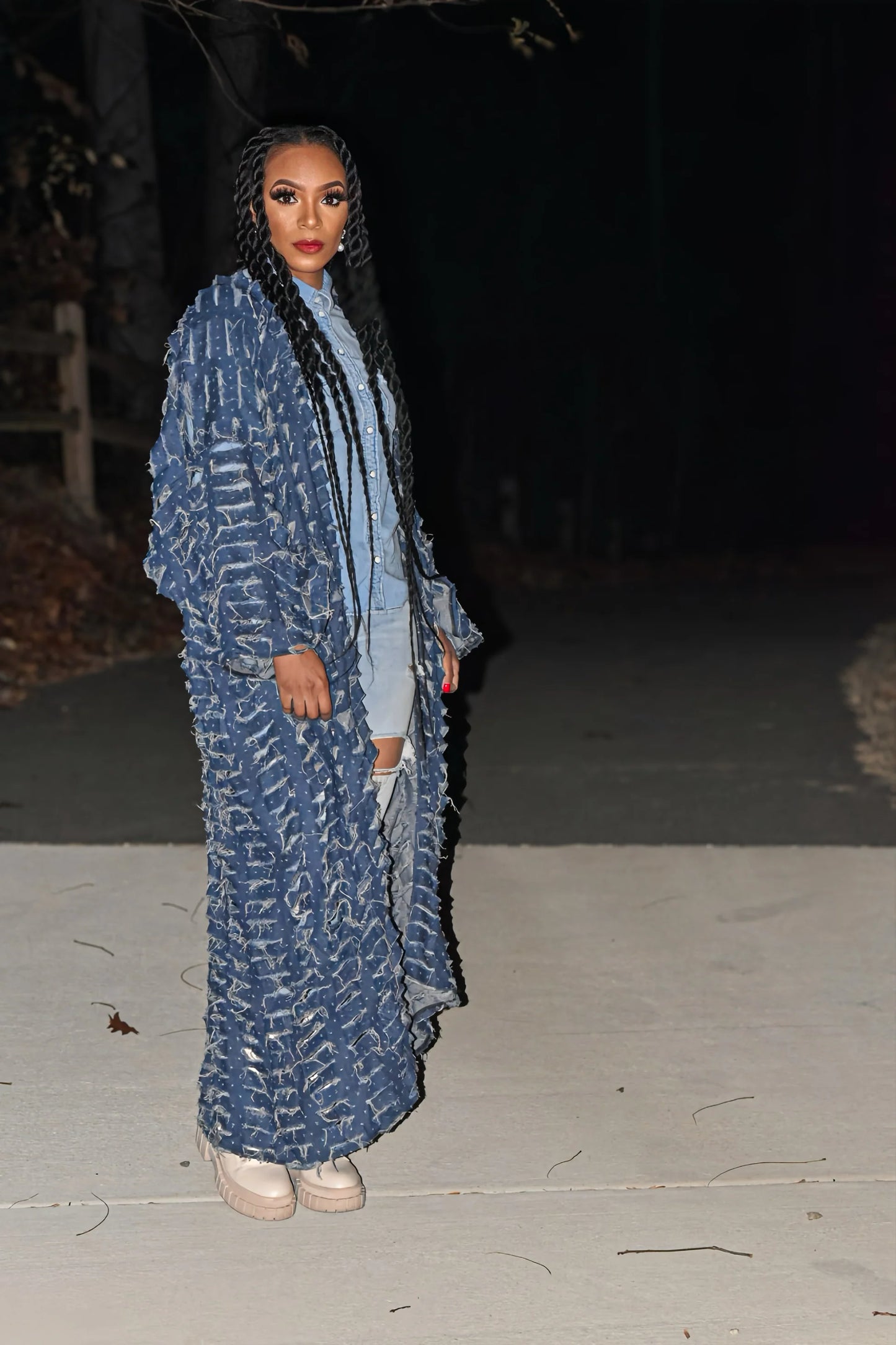 Distressed Denim | Kimono Duster