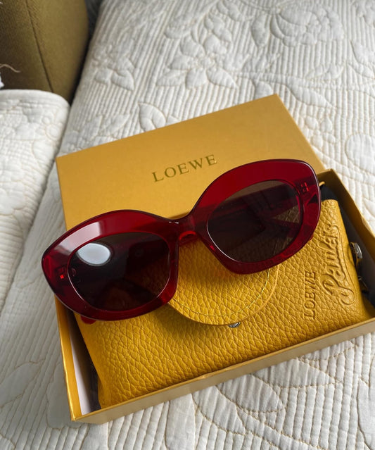 LOEWE Oversized round-frame acetate sunglasses | Red