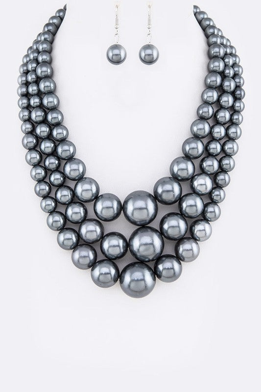 Mix Pearl Layer Statement Necklace Set (12 Colors)