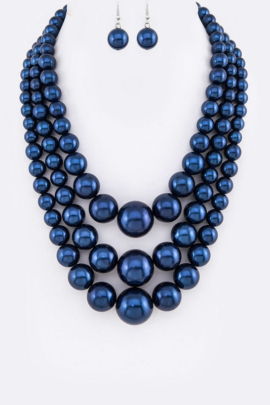 Mix Pearl Layer Statement Necklace Set (12 Colors)