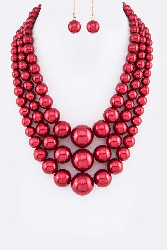 Mix Pearl Layer Statement Necklace Set (12 Colors)