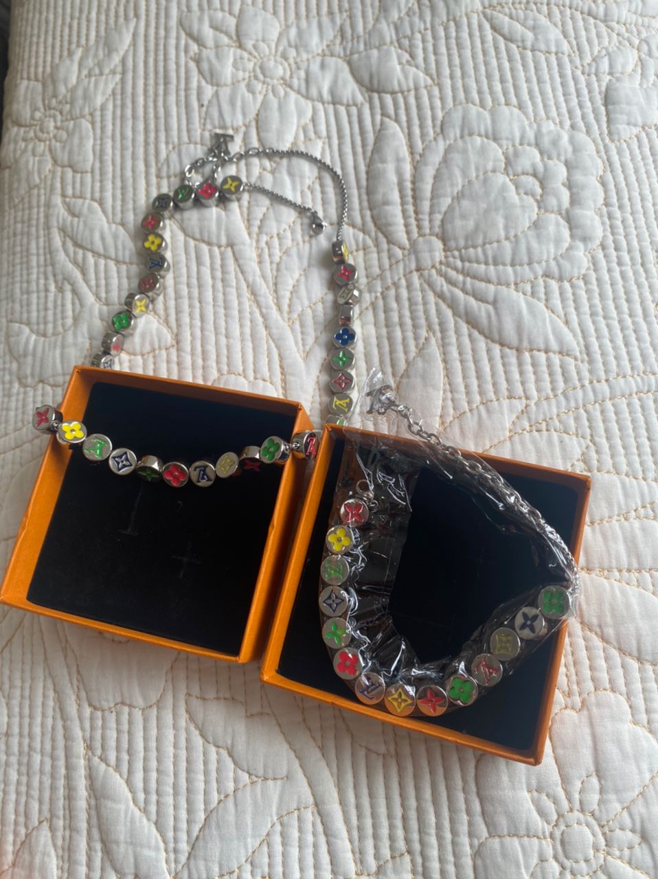 LV Monogram Colors Necklace & Bracelet Set