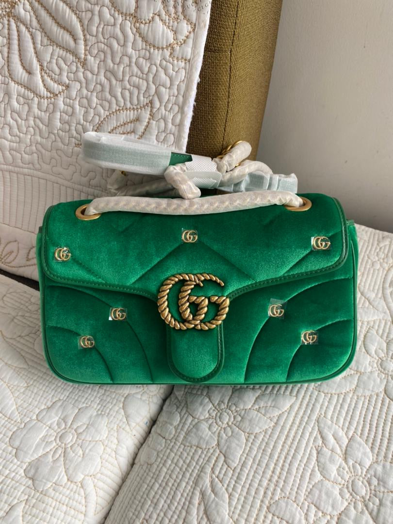 Sac à bandoulière Marmont en velours vert