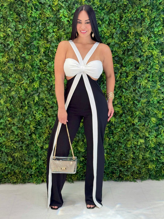 JUST IMAGINE | X Ribbon Open Jumpsuit