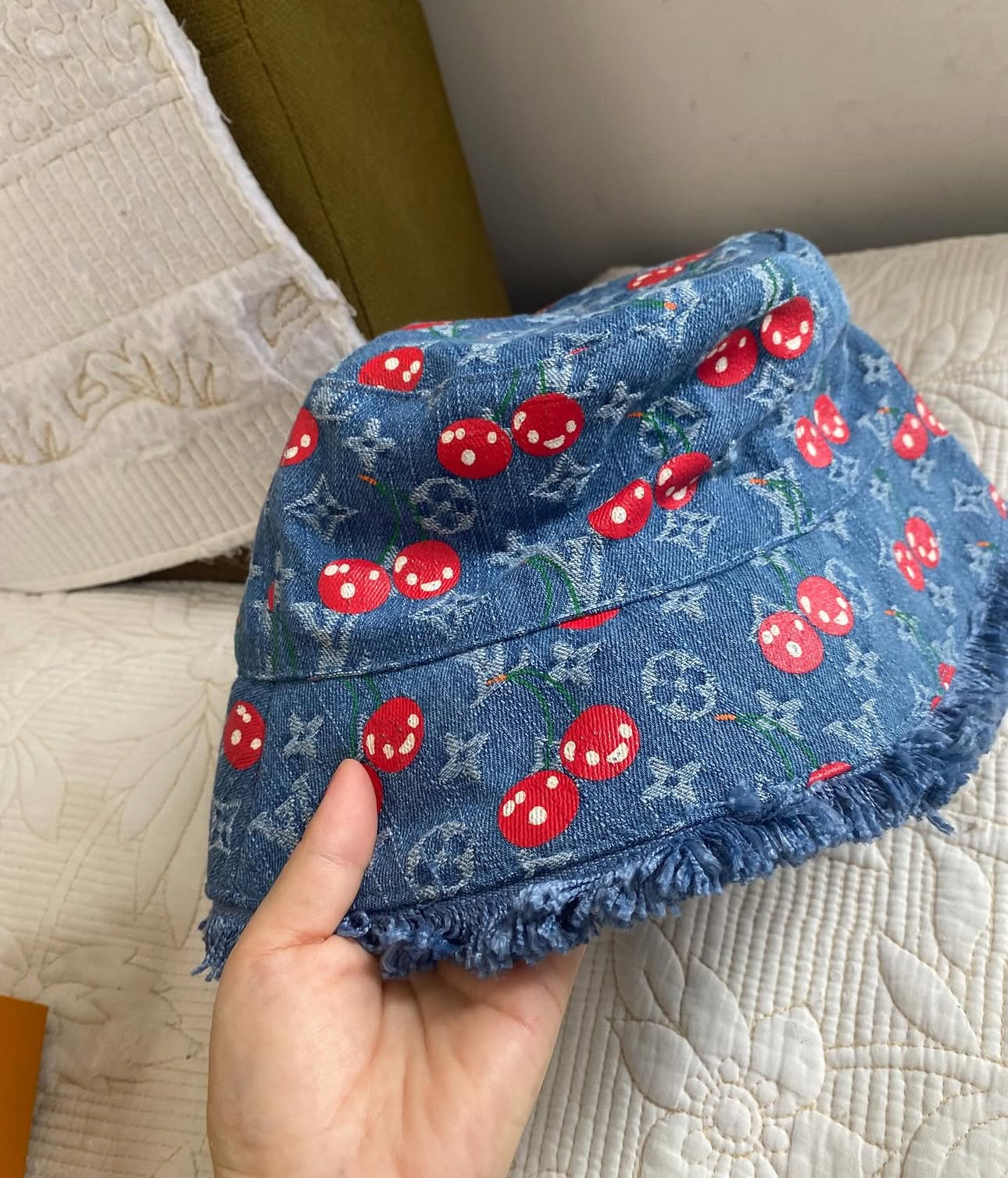 LV x TM Denim Cherry Cerise Bucket Hat