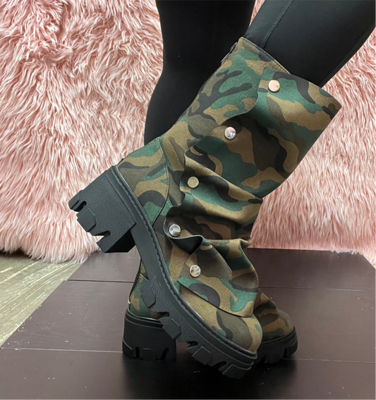 Camo Print Women’s Slouchy Mid-Calf Boot