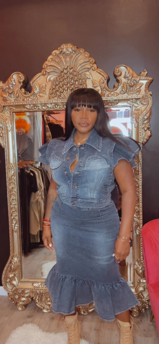 I’m Her | Denim Skirt Set