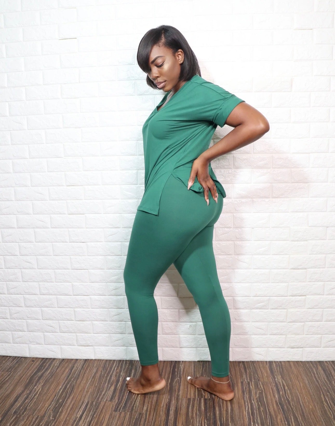 Smooth Like Butter | T-Shirt and Leggings Lounge Set in Green